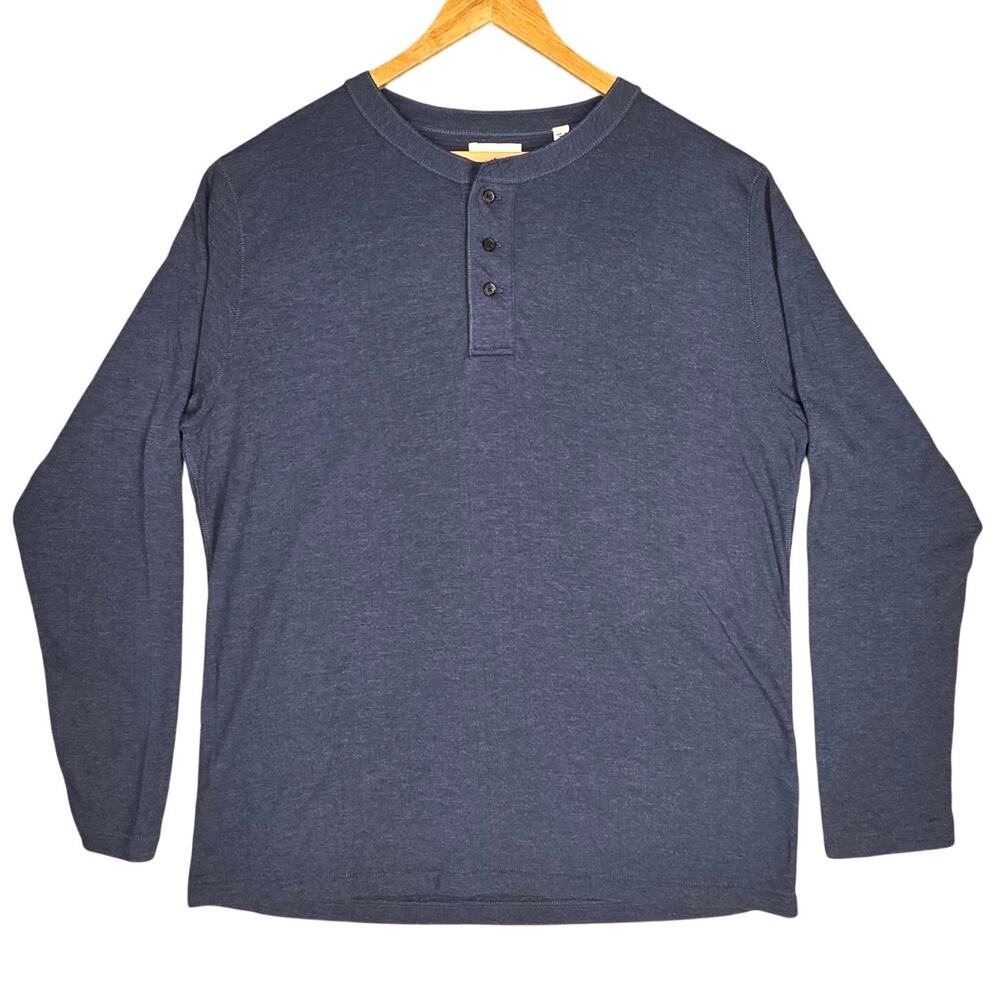 BILLY REID MEN'S LONG‑SLEEVE HENLEY – XL – NAVY – SOFT LIGHTWEIGHT COTTON BLEND